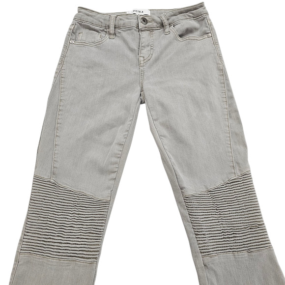 Pistola Jeans Womens Size 26 Gray Audrey Moto Skinny Stretch Light Wash - Picture 3 of 14